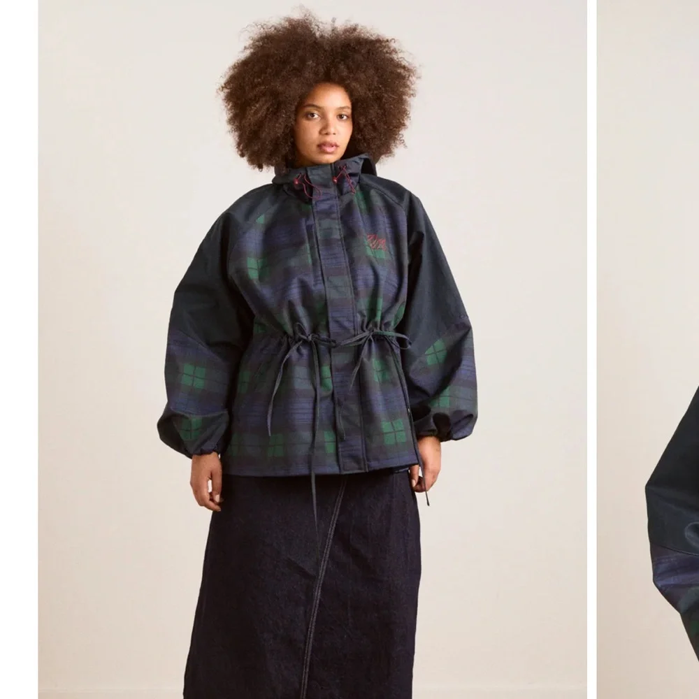 Liu Shower Proof Raincoat - Navy Check Damson Madder - Picture 3 of 7